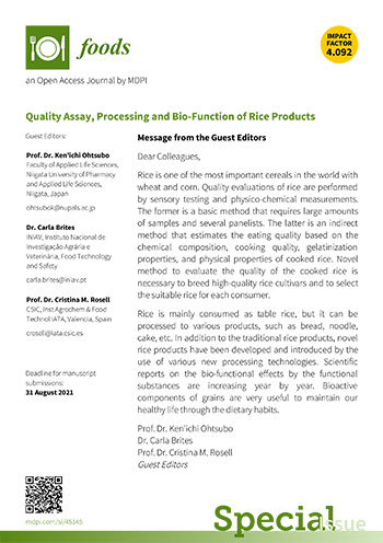 Flyer - Quality Assay, Processing and Bio-Function of Rice Products